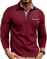 Jerome - Komfortables Langarm-Poloshirt in Rot