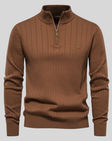 Zippie - Stylischer Bodyfit-Pullover mit Reißverschluss für Männer in Braun