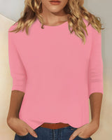 Katherina - Bequemes Rundhals-Shirt in Rosa