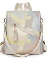 Vinika – Karierter Rucksack MIT Diebstahlschutz in Beige