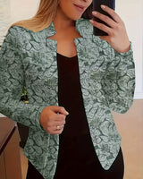 Tifany – Langärmeliger Blazer mit Blumenmuster in Grün
