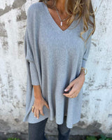 Annika | Damen Pullover mit Lockerer Passform und V-Ausschnitt in Grau