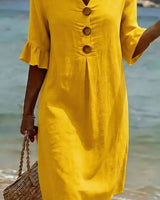 Jonquil - Freizeitkleid mit Knopfleiste vorn in Gelb
