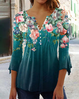 Devika - Bluse mit Floralprint in Grün
