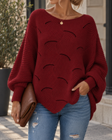 Zeyna – Langärmeliger Strickpullover in Rot