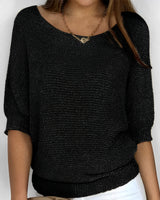 Leonie - Moderner Pullover mit Rundhalsausschnitt in Schwarz