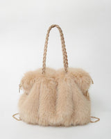Elisa | Vielseitige Velours-Schultertasche in Khaki Grau
