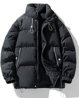 John - Herren Winterjacke aus Baumwolle mit Stehkragen – Warm und gefüttert, in Übergröße in Schwarz