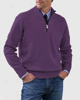 Ben | Modischer Warmer Pullover Mit Halbem Reißverschluss in Lila