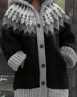 Gulnur - Eleganter Winter Pullover Mit Kapuze Und Langen Ärmeln in Grau
