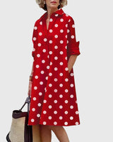Oshadi - Elegantes Mini Kleid Mit Tasche in Rot-Weiß
