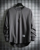 Leon | Herren Oversized Longsleeve Rundhals Langarm Basic in Grau