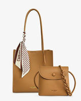 Damen Shopper Tasche aus strukturiertem Lackleder mit Crossbody Tasche - Renata in Braun