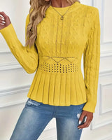 Bellie - Grob Gestrickter Pullover Mit Rundhalsausschnitt in Gelb