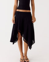 Damen Halbrock mit hoher Taille und asymmetrischem Schnitt in Schwarz