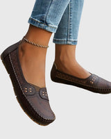 Petra | Damen Frühlings Perforierte Lässige Loafer in Kaffee