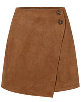 Damen asymmetrischer Rock aus Veloursleder in Khaki