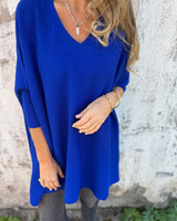 Annika | Damen Pullover mit Lockerer Passform und V-Ausschnitt in Marineblau