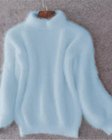 Lässiger Angora Strick Damenpullover - Livia in Blau