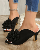 Methmi - Modischer Slip-On Mit Blumenmuster Und Hohem Absatz in Schwarz