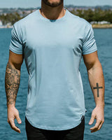 Herren Rundhalsausschnitt Kurzarm T-Shirt in Hellblau