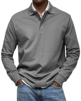 Oliver - Langarm-Poloshirt in Grau