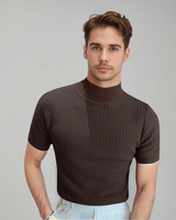 Herren Rollkragen Schlanke Passform T-Shirt in Braun