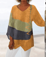 Ingrid - Leichte Bluse mit geometrischem Print in Gelb