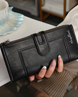Hinina – Lederbrieftasche Mit Doppeltem Reißverschluss in Schwarz