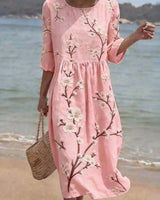 Luna | Lässiges Kleid mit Ellenbogenärmeln in Rosa