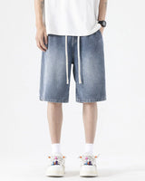 Gewaschene Denim-Shorts für Männer mit Baggy-Style - Matias in Blau