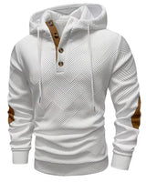 Alejandro – Strukturiertes Kapuzensweatshirt mit Kontrastfarbenen Ellbogenpatches in Weiß