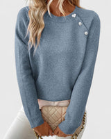 Liveta - Stilvoller Pullover Mit Knöpfen in Blau