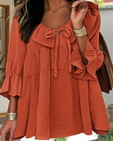 Garbine – Elegante Bluse Mit Rüschen Am Ausschnitt in Orange
