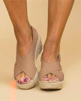 Bequeme orthopädische Keilabsatz Espadrilles Clara in Beige