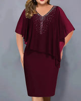 Amelie – Chiffon-kleid MIT V-ausschnitt Und Strassverzierung in Burgunderrot