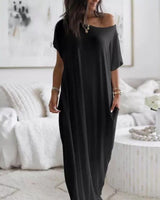 Ulissa - Schulterfreies Maxikleid in Schwarz