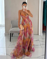 Giselle - Fesselndes Floral-Maxikleid in Orange