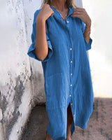 Valerie – Lässiges Damen Hemdblusenkleid in Blau
