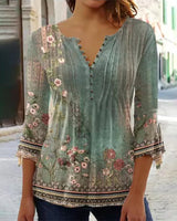 Devika - Bluse mit Floralprint in Hellgrün