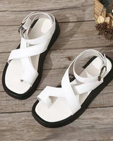 Sabrina | Verstellbar Plateau Sandalen in Weiß