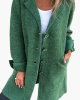 Karin | Damen Stylischer Button-Front Mantel im Relaxed Fit in Grün