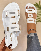 Sewwandi - Flache Sommer Sandalen in Weiß