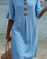 Jonquil - Freizeitkleid mit Knopfleiste vorn in Blau