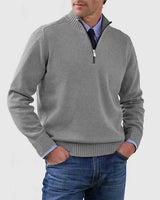 Ben | Modischer Warmer Pullover Mit Halbem Reißverschluss in Grau