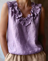 Safiya – Ärmellose Bluse MIT Rüschen Am Ausschnitt in Purple