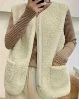 Miona – Plüsch-Fleece-Weste Mit Taschen in Weiß