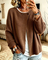 Peninah - Gestrickte Strick Jacke Mit Rippenmuster Und Asymmetrischem Schnitt in Braun