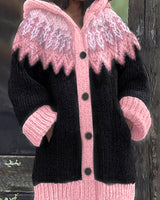 Gulnur - Eleganter Winter Pullover Mit Kapuze Und Langen Ärmeln in Rosa