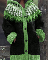 Gulnur - Eleganter Winter Pullover Mit Kapuze Und Langen Ärmeln in Grün
